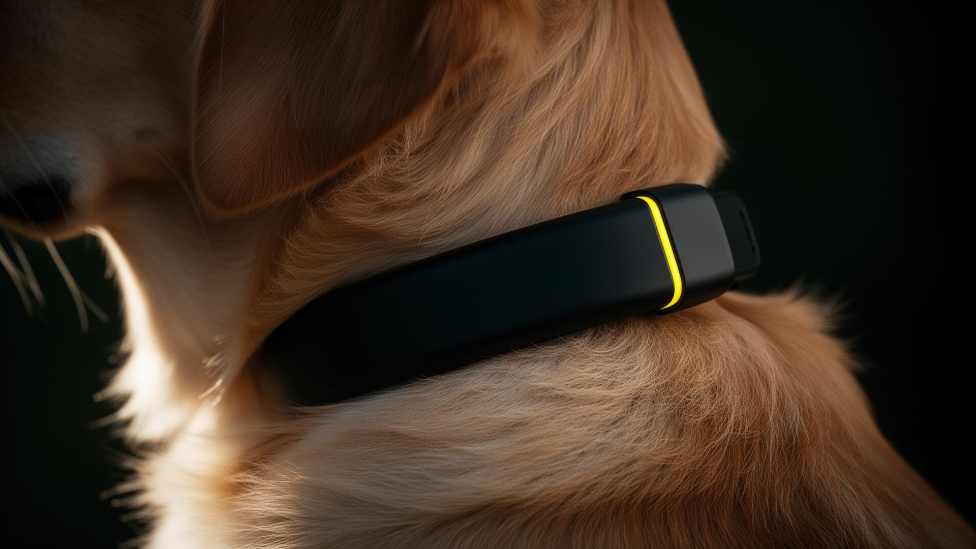 A dog wearing the CollarIQ smart collar